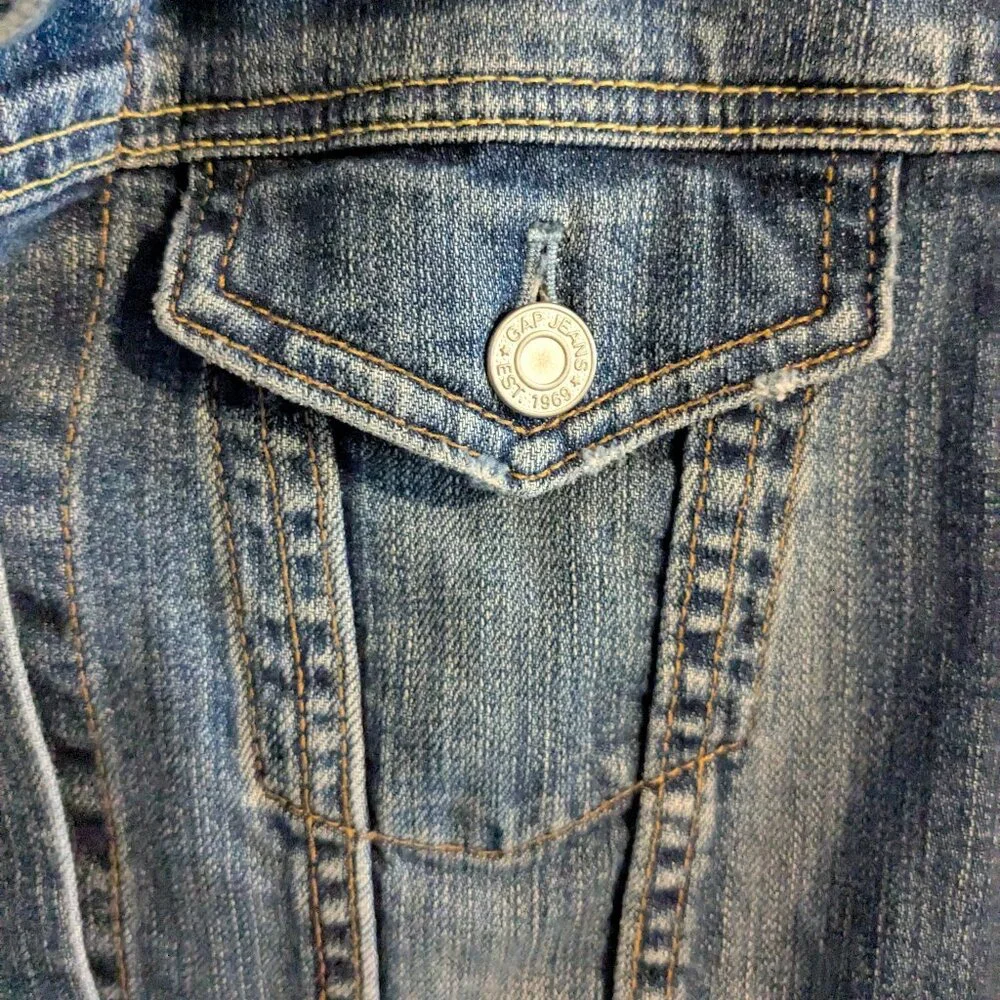 Gap Stretch Denim Medium Blue Wash Jeans Jacket - Picture 4 of 11